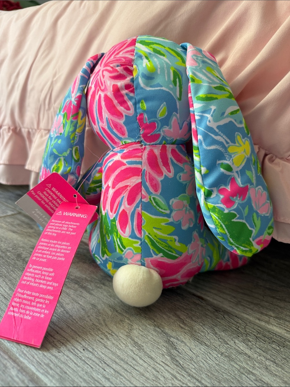 NWT-Lilly Pulitzer Floral Pink, Blue & Green Bunny Plush - Picture 2 of 2